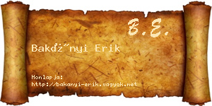 Bakányi Erik névjegykártya
